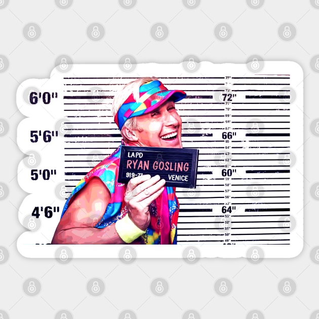 movie 2023 Ryan Gosling mugshot graphic illustration design by